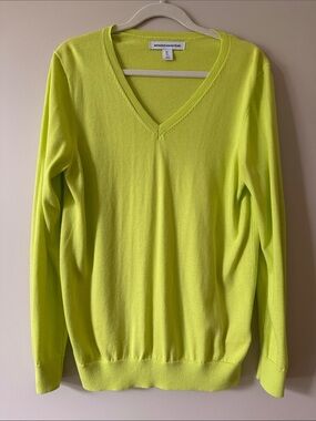 Amazon Essentials V-Neck Sweater - Neon Lime